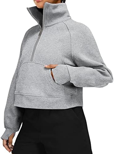 Laslulu Womens Dukseri Fleece obložen 1/2 Zipper ovratnik pulover Dukseri dugih rukava gornji dijelovi džemper