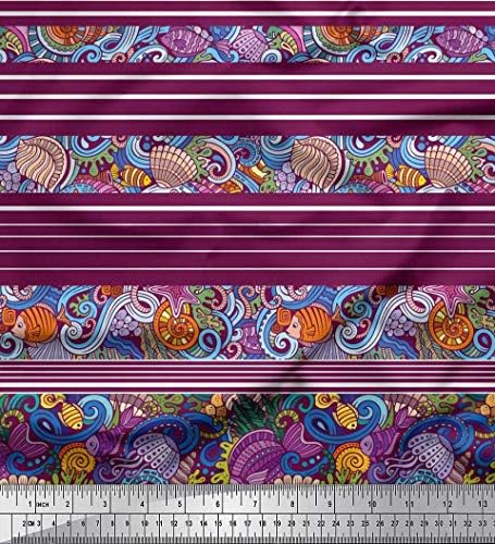 Soimoi Cotton Jersey Fabric Coral, ljuska & riba okean Print Fabric by the Yard 58 inch Wide