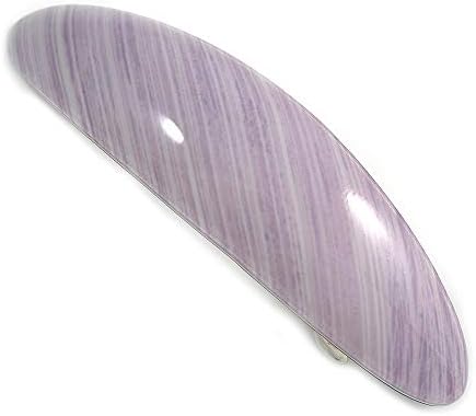 Avalaya lavender Stripy Print akril ovalna bareta / kopča za kosu u srebrnoj tonu - 90mm dugačak