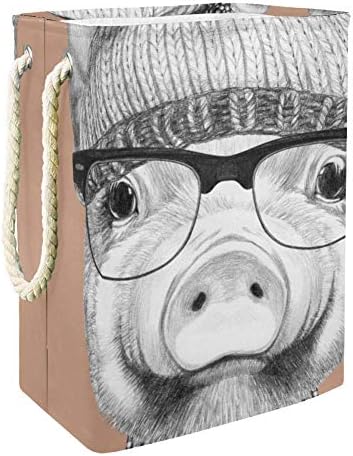Inhomer portret svinje sa sunčanim naočarima 300D Oxford PVC vodootporna odjeća Hamper velika korpa za veš