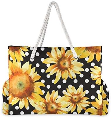 ALAZA suncokret cvjetna polka tačka torba za igračke na plaži torba za namirnice za more, tuš kabina, bazen