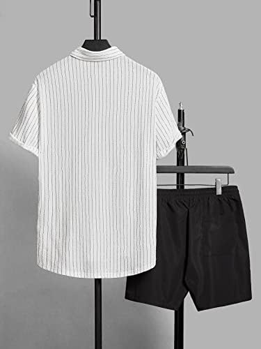 Luboza Dvije komadne odjeće za muškarce Muškarci Striped Print majica i kratke hlače za struk
