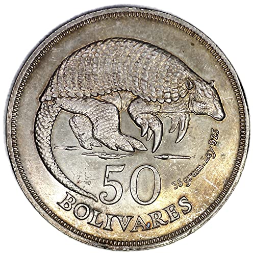 1975 VE Venezuela Y # 47 Očuvanje faune Armadillo srebro 50 bolivare o necrtenom