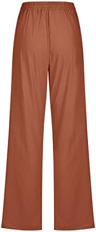 Posteljine za žene 2023 Ljetne casual pantalone za elastične struke Žene pamučne posteljine hlače široke