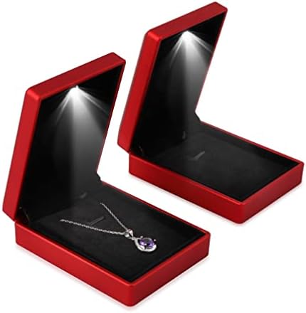 ISUPERB 2pcs LED privjesak po privjesnoj kutiji Osvjetljeni ogrlica za nakit za prijedlog, angažman, vjenčanje,