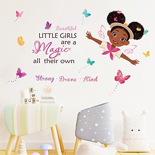 decalmile crne djevojke Magic Adventure zidne naljepnice Pink Butterfly inspirativni citat zidne naljepnice