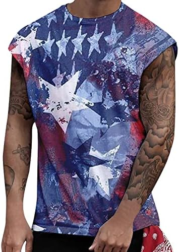 Miashui Men T Shirts Casual grafički muški Casual Tank Tops američka zastava Print Sleeless Muscle Patriotic
