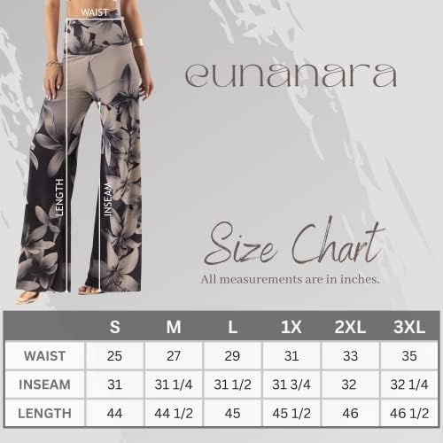 Eunanara ženske ležerne pantalone - preklopi preko visokog struka, široki široki noge Stretch Comfy Lounge