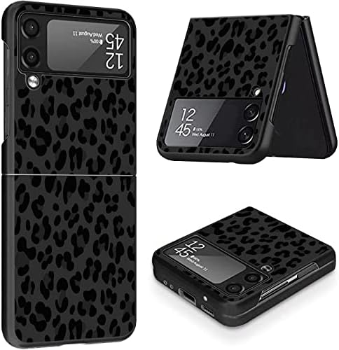Galaxy Z Flip 3 Case, za Samsung Z Flip 3 Case, Crni Leopard Cheetah print dizajn za žene muškarce,tanke