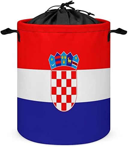 Hrvatska Zastava Korpa Za Veš Okrugla Sklopiva Korpa Kanta Za Veš Kutija Za Odlaganje Sa Ručkom Za Uže