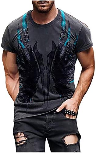Hoksml Sportska majica za muškarce Ljeto Slim Fit Printing okrugli vrat kratkih rukava pulover bluza Prozračna fitnes vježba