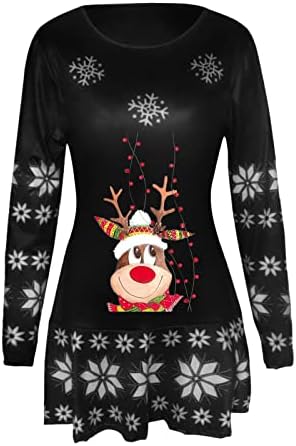 Ženska haljina za posade Happy Holisboan Božićni poklon dnevniže od dugih rukava Grafičke seksi midi haljine
