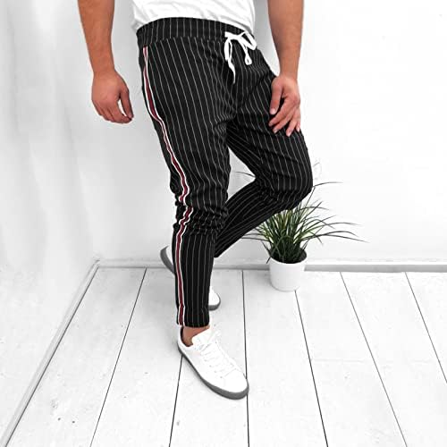 Hoksml radne pantalone za muškarce Stripe ispis malih nogu elastični pojas za struk Poslovna casual pantalona