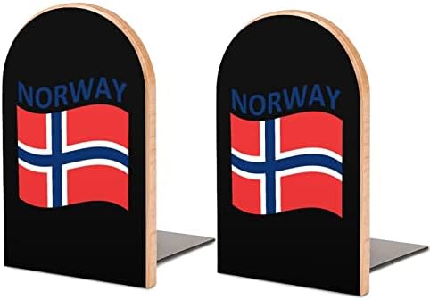 Zastava Norveške dekorativna knjiga završava drvene neklizajuće držače za police za knjige
