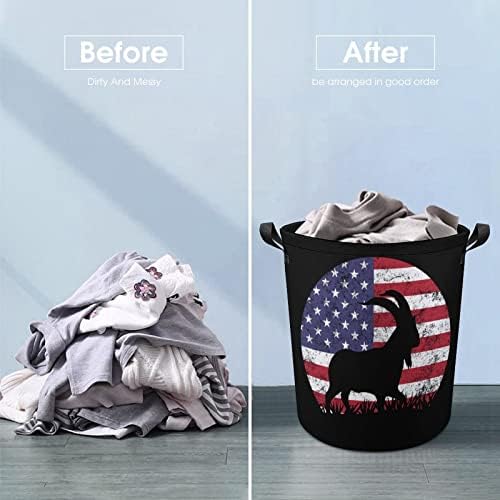 Goat USA Zastava korpa za veš korpa torba za pranje kanta za skladištenje sklopiva visoka sa ručkama