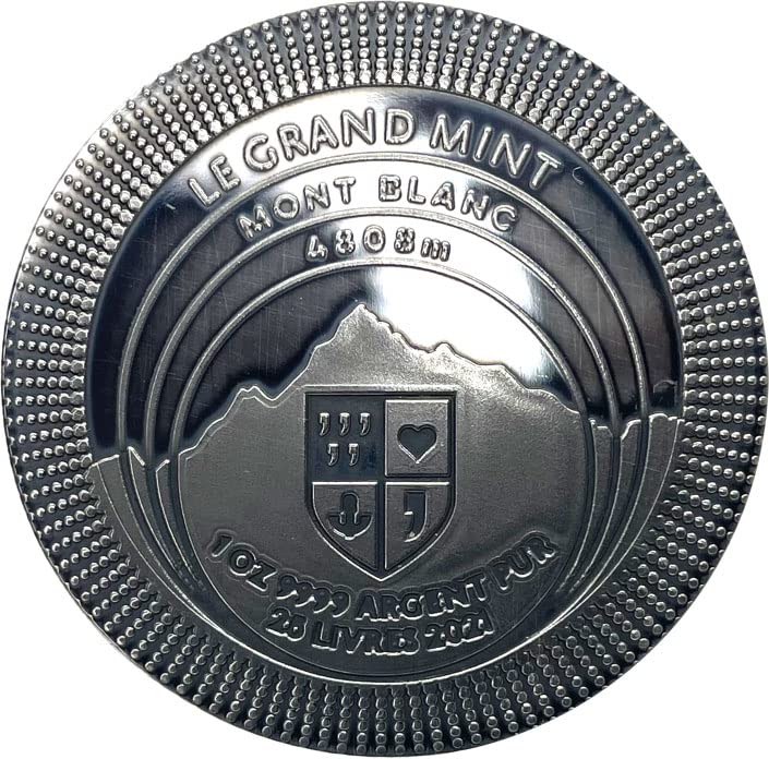 2021 de kontinenti Powercoin Mont Blanc The Europe 1 oz Silver Coin 25 Livre Njemačka 2021 Dokaz