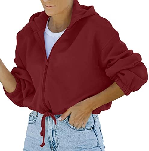 Tuduoms ženska casual zip up hoodie dugih rukava s dugim rukavima Slatka kultura vrhunska jakna za crtanje