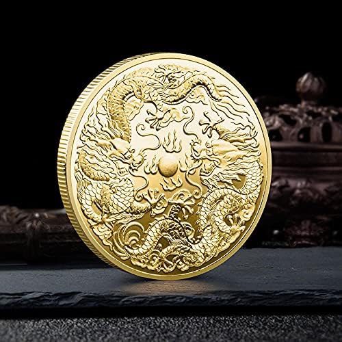 Ssangyong Komemorativni novčić Zlatni zmaj Nafu Badge Coin Medal Replica Handicraft Collection Suvenir Dekoracija