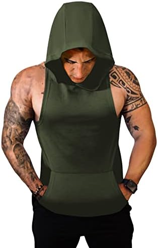 Muški vrhovi s kapuljačom teretane teretane, kapuljača bez rukava, suha fit bodybuilding mišić odsječen
