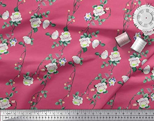 Soimoi Pink pamuk Jersey tkanina lišće & amp ;božur Floral Decor tkanina štampana BTY 58 inčni širok