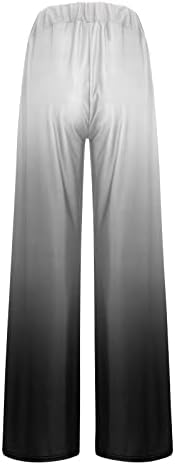HDZWW Womenske hlače plus veličina labave boje u boji širokoga noge Ljetni elastični struk Comfy cool slabe