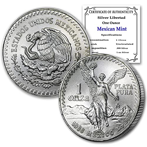 1982 - PREDSTAVLJANJE 1 oz Meksički srebrni libertad sjajan necirkulirani novčić sa certifikatom o autentičnosti