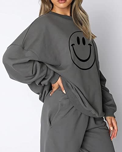 Žene Smile Face Grafički print Prevelirani pulover Top dugih rukava CATER CALEST Trendy Fleece Dukserice