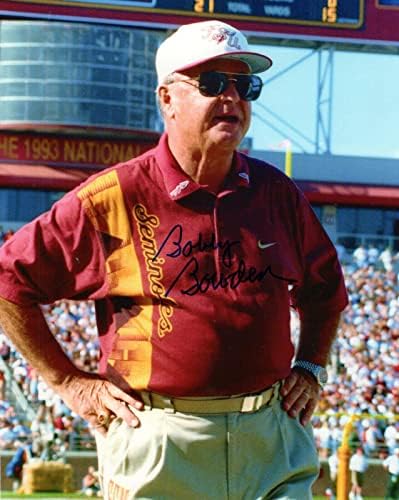 Bobby Bowden Ručna potpisana 8x10 boja fotografije + coa Florida State Fudbalske legende - autogramirani fakultetske fotografije