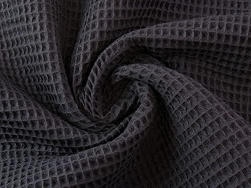 Bujna tkanina pamučna vafla Pique Saćasta tkanina materijal - bade mantil, haljina, peškir - 59 u širokoj-crnoj