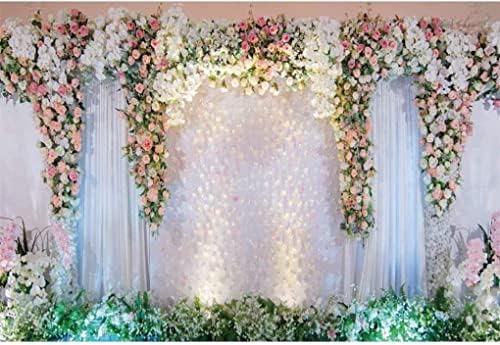 Shensu Wedding Pozadine za fotografiju 5x3ft svadbeni tuš dekor za zabavu Bijela zavjesa ružičasta ruža