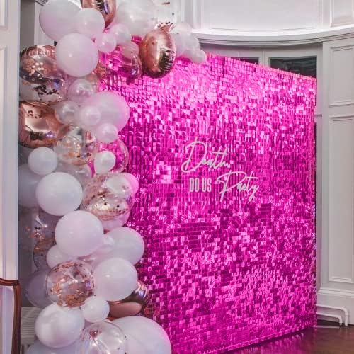 Realife svjetlucava zidna pozadina sa 24 ružičasto crvene šljokice za dekoraciju vjenčanja, zabave, rođendana