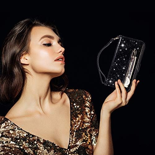 KUDEX Galaxy S10 Plus Case Wallet za žene, Bling Glitter Sparkly Flip kožni magnetni novčanik sklopivi stalak