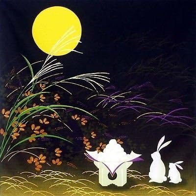 Japanski Pamuk 19,75 Otsukimi Moon Rabbit Furoshiki Tkanina Za Umotavanje