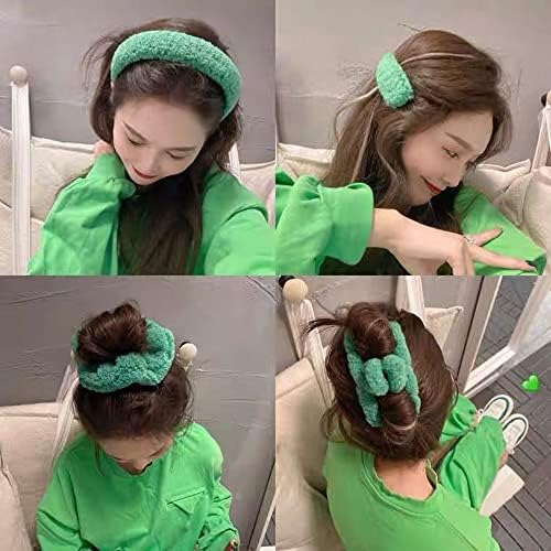 Houchu Women Frizene zelene vune debele plišane kopče za kosu Greapping Clip Korejski stil kose kose