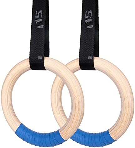 Gimnastički prstenovi Olimpijski prstenovi drveni prstenovi za teretanu 1500lbs sa podesivom kopčom 14.8 ft dugi kaiševi sa Vagom prstenovi za vježbanje prstenovi za trening za kućnu teretanu trening za cijelo tijelo