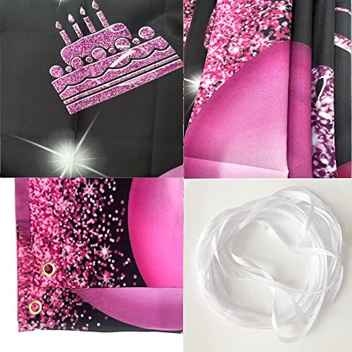 Happy 14st Birthday Backdrop Banner Pink Purple 14th znak Poster 14 birthday party Supplies for Anniversary Photo Booth Photography Background Birthday Party Decorations, 72.8 x 43.3 Inch