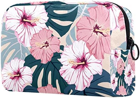 Tbouobt pokloni za muškarce Žene šminke torbe toaletne torbice Male kozmetičke torbe, ružičasti cvijet havajski
