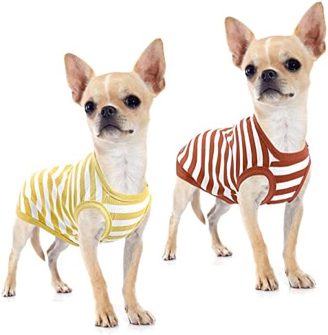 Ctilfelix košulja s prugama za pse rastegnute prsluke Meki pamuk za male srednje pse dječak djevojka štenad odjeća lagana mačka odijela mačene tenk top odjeće-2 žuti & hrht xl