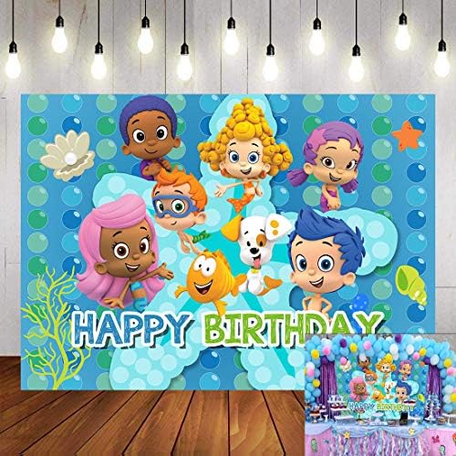 TAUERGULE Crtić Bubble Guppies tema fotografija pozadina okean Bubble djeca princeza ukras za Sretan rođendan fotografija pozadina novorođeni tuš torta za tuširanje Studio Booth Banner 7x5ft