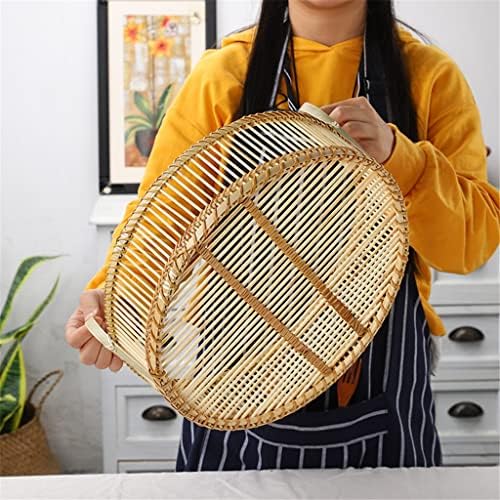 N / A Hollow Basket 2pcs / Set Rattana Košarica Voće ploča Voće kruh Košarica Veliki kapacitet okrugli ručno