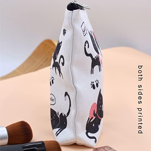 Black Cat Makeup Bag platnena kozmetička torba za žene sa patentnim zatvaračem torbica velikog kapaciteta