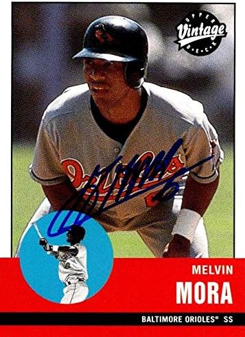 Autograph Warehouse 651010 Melvin Mora autografirana bejzbol kartica - Baltimore Orioles, FT - 2001 Gornja paluba Vintage No.77