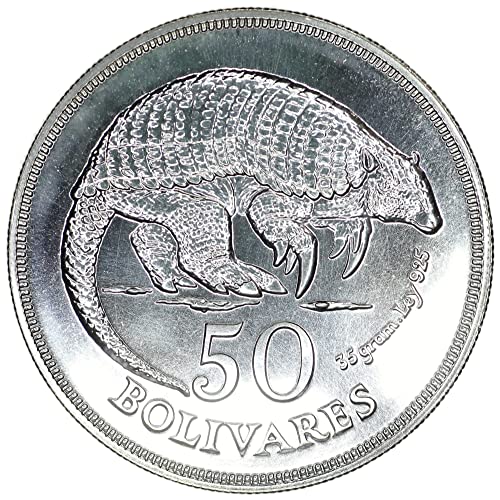 1975 VE Venezuela Y # 47 Očuvanje faune Armadillo srebro 50 bolivare o necrtenom