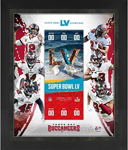 Tampa Bay Buccaneers Framered 23 x 27& 34; Super Bowl lv šampioni Floating Ticket Collage-NFL team plakete