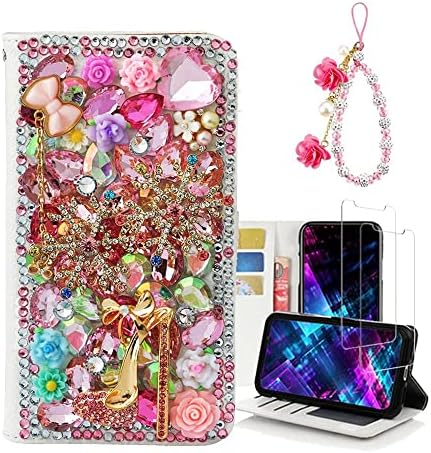 Fairy Art Crystal novčanik slučaj Kompatibilan sa Samsung Galaxy Note 20 Ultra 5G-visoke pete snijeg cvijeće-Pink-3D