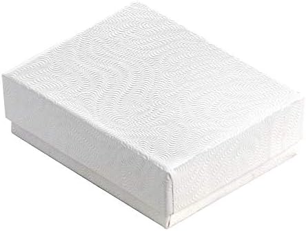 888 Zaslon - pakovanje 100 kutija od 3 x 2 1/8 x 1 h Bijela vrtložna jajeća ciljaju pamučne kutije za nakit