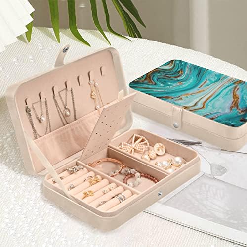 INNEWGOGO TURQUOIS MARBLE Mala kutija za nakit PU kožni nakit Organizator putovanja Prijenosni nakit futrola za dan vjenčanja