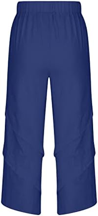 Široke pantalone za široku struku za žene lagane kapri hlače pamučne posteljine ljetne casual split pantalone sa džepovima
