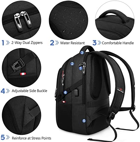 Bagsure Travel laptop ruksak, poslovni vodootporni laptop ruksak sa USB priključkom za punjenje, koledž