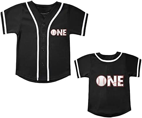 Baicaiyu Toddler 1. rođendan Baseball Jersey Casual Slim Fit Majica Nosite s modnom majicom tipke V-izrez
